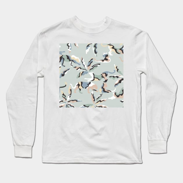 Abstract Jungle with Big Cats / Pastels and Mint Long Sleeve T-Shirt by matise